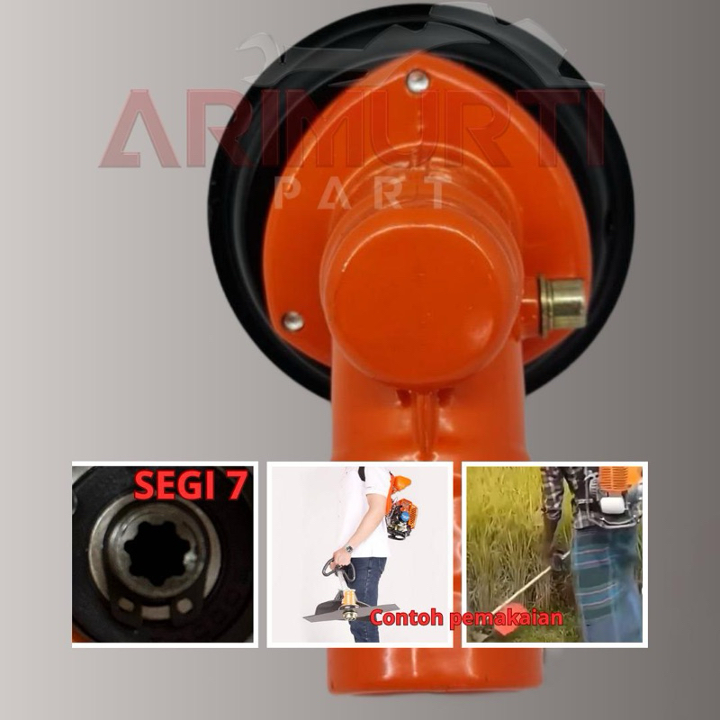 Gear case / Gear box segi tiga | kepala mesin potong rumput 328 segi 7