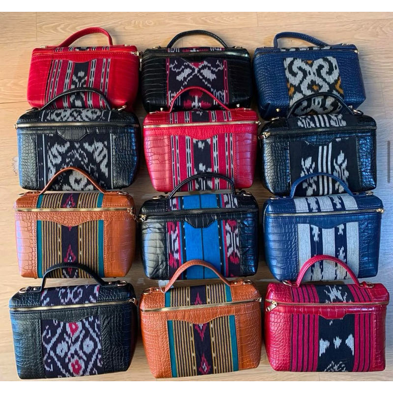 Tas Croco motif tenun tali panjang slempang wanita