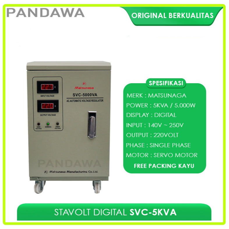 MATSUNAGA STAVOLT SVC DIGITAL 5000W MATSUNAGA STAVOL LISTRIK STABILIZER 5000VA