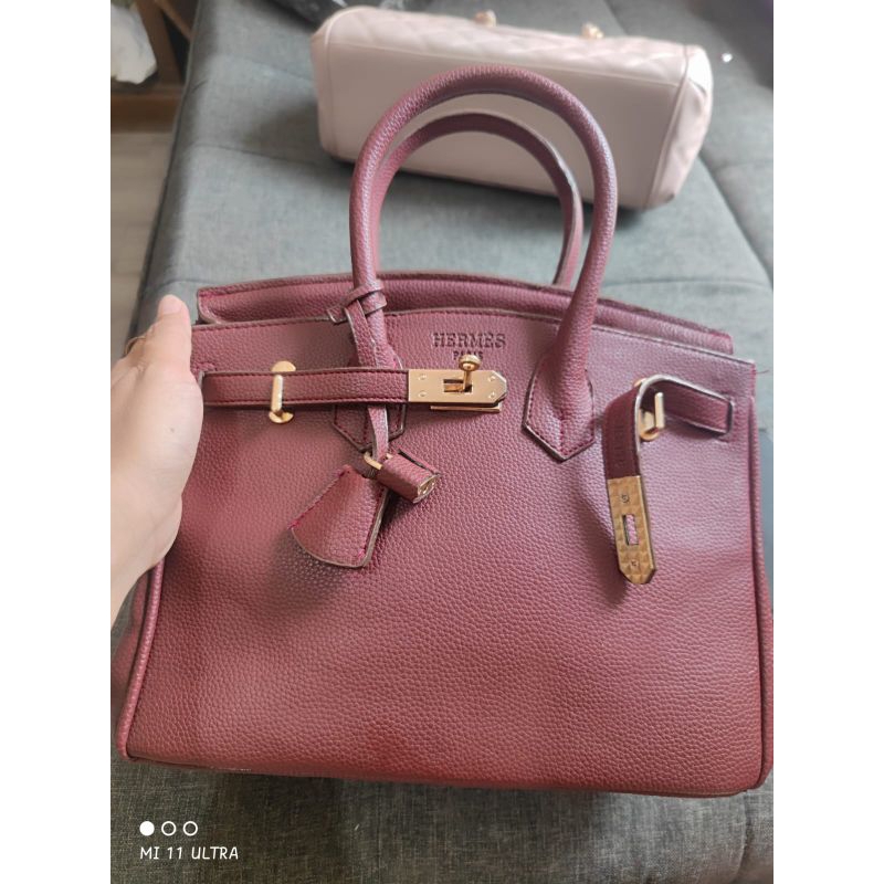 tas kremess maroon kulit mantul