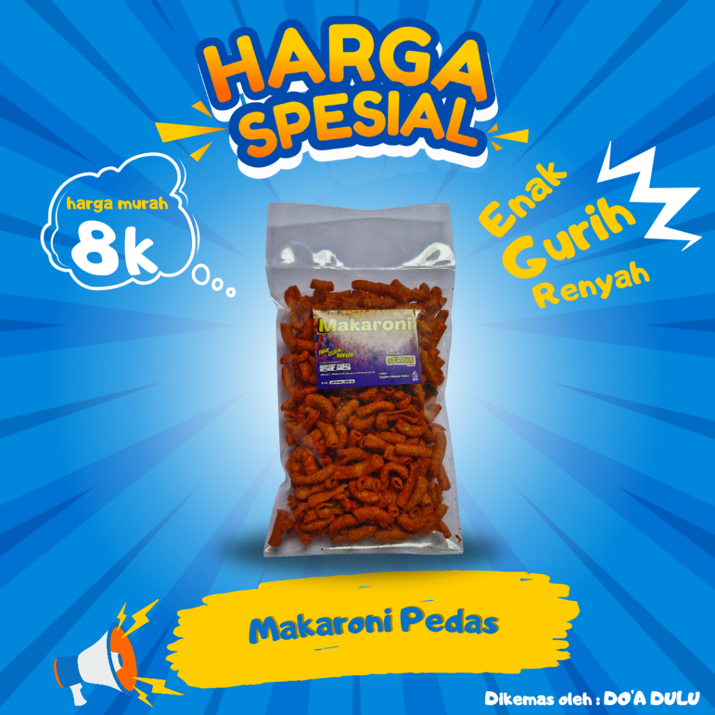 

Makaroni Pedas Gurih Renyah - Camilan Kekinian Harga Spesial 8K