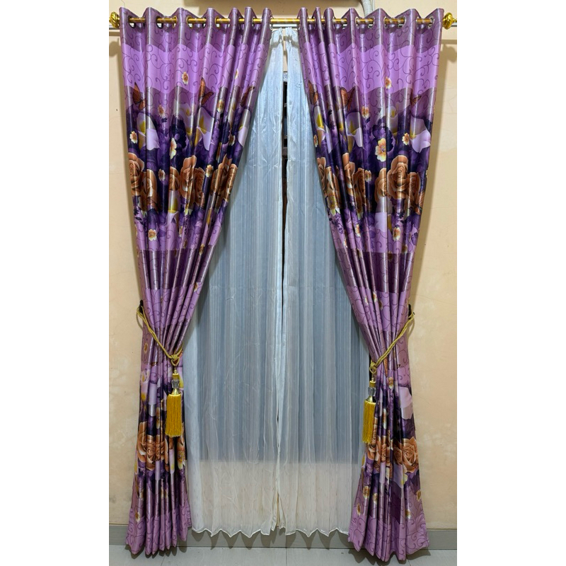 gorden motif bunga ungu