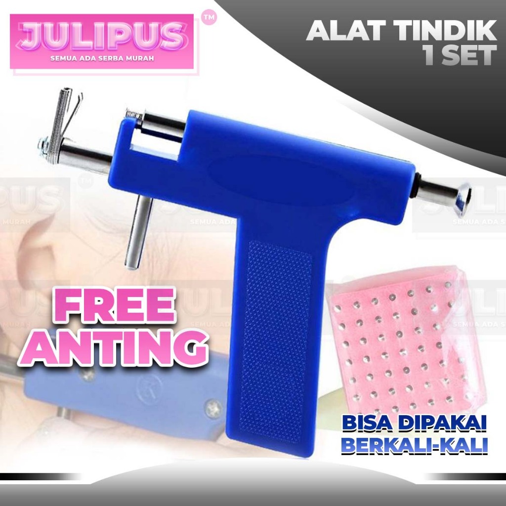 Alat Tindik Tembak Kit Set Hidung Lidah Pusar Telinga Tindik untuk Dewasa BONUS ANTING SEPASANG