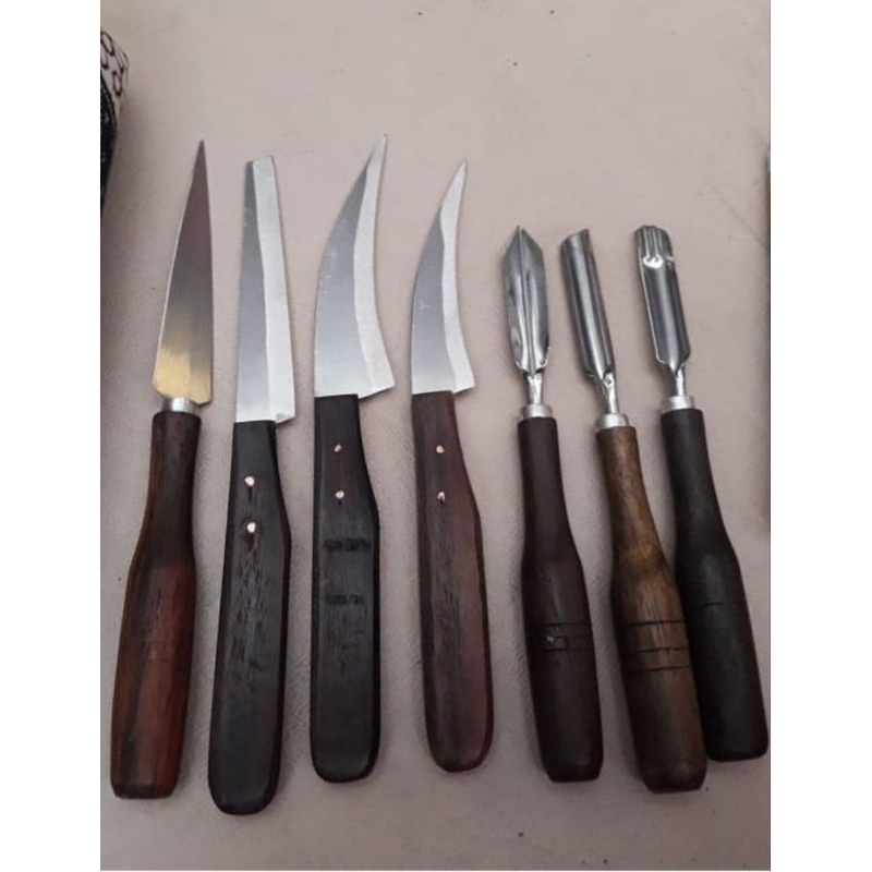 

pisau ukir buah 1 set 7 pcs pisau garnish pisau carving bahan stainless anti karat mudah di pakai tumpeng
