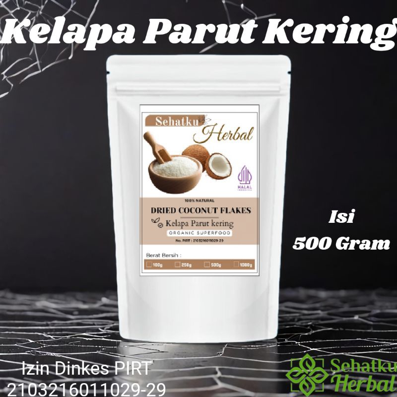 

Sehatkuherbal Desiccated Coconut : Kelapa Parut Kering isi 500 Gram