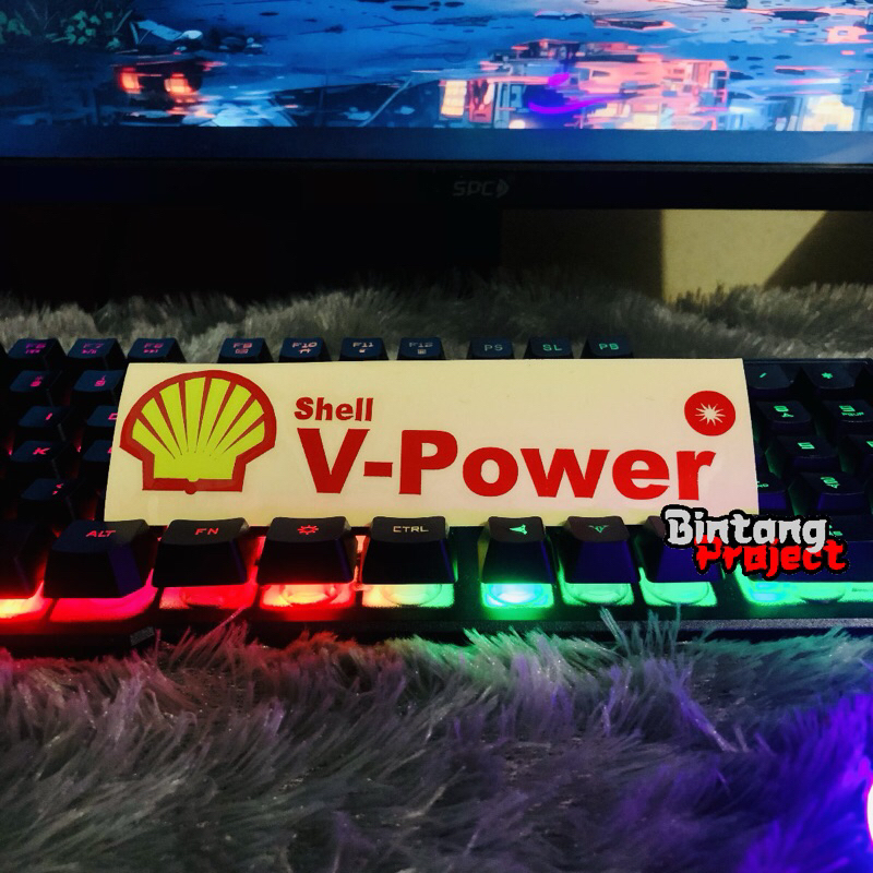 Stiker Shell V Power sticker cutting timbul motor helm