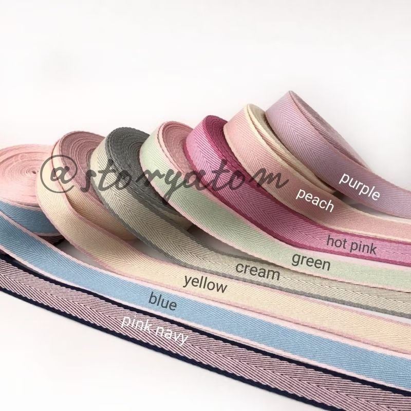 

PER 1 YARD (90CM) 2.5CM - PITA KAIN TWILL LIST / BAHAN PITA KOREA / BAHAN JEPIT RAMBUT / HIASAN RAMBUT