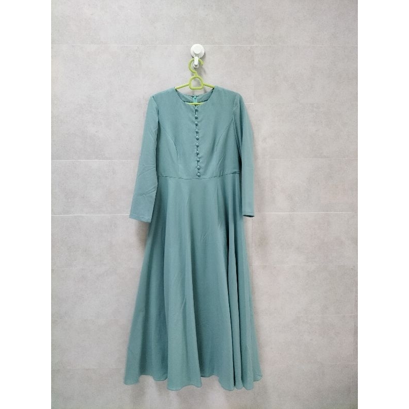 Preloved dress hijau soft green tosca inner busui friendly akses menyusui ex bridesmaid premium cust