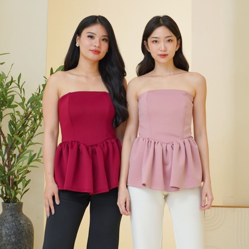 Tube Top Balon Lady | Atasan Blus Wanita Bahan Scuba Tebal