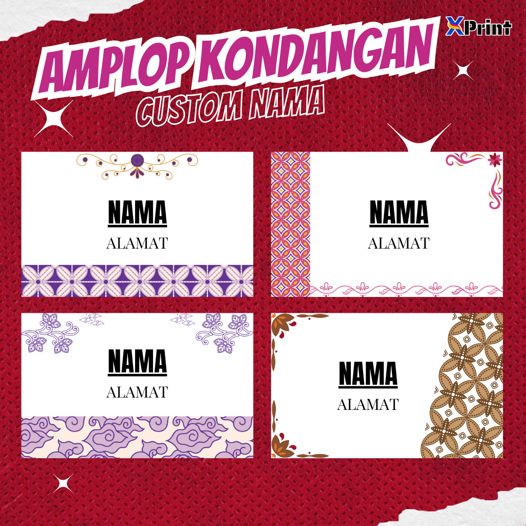 

(50 pcs) Amplop kondangan custom motif batik ukuran 11cmx7cm