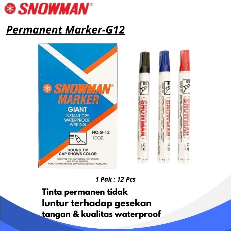 Spidol Snowman Permanen G-12/ 1 Pack