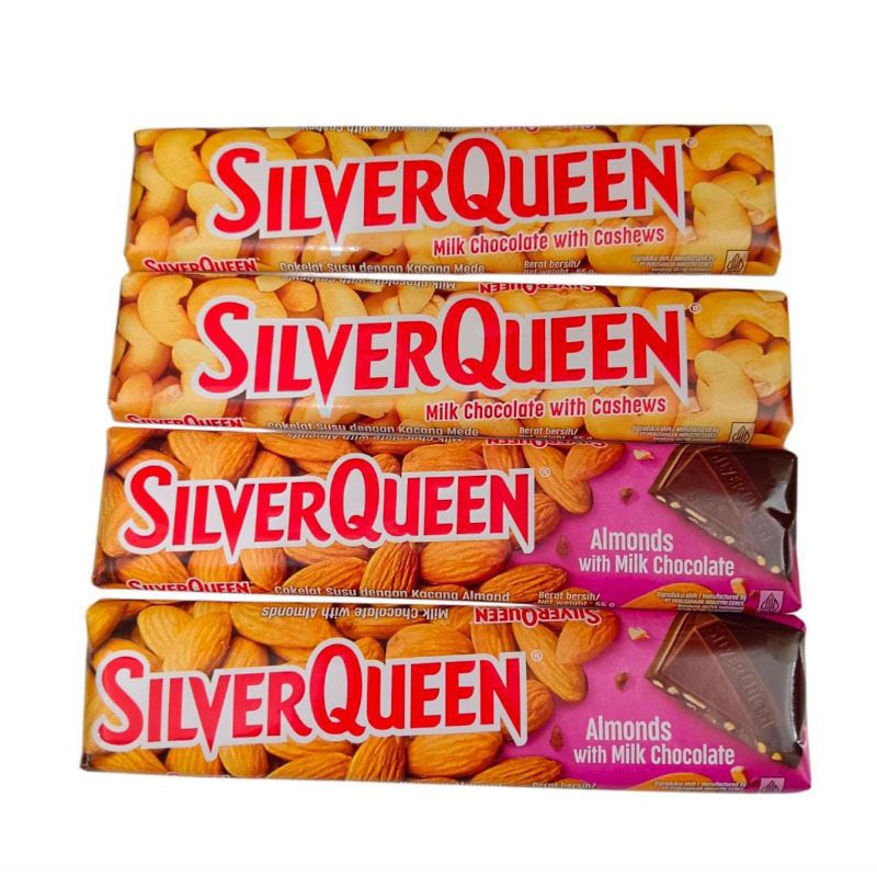 

Coklat SilverQueen 55grVarian Milk chocolate with cashew Almond with milk chocolate