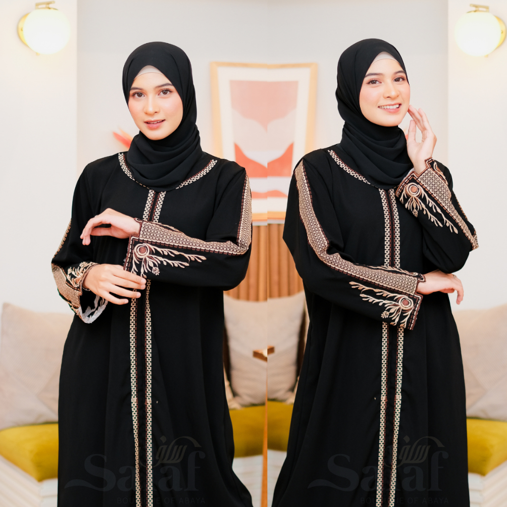 Baju Gamis Abaya Arab Hitam Mewah