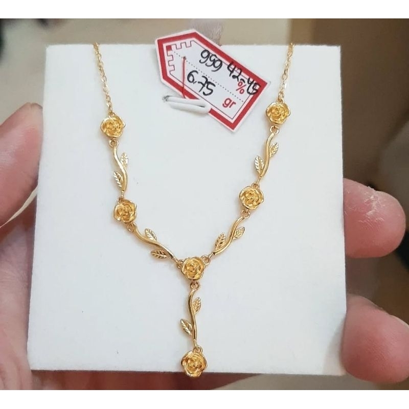 Kalung emas 24k bunga mawar