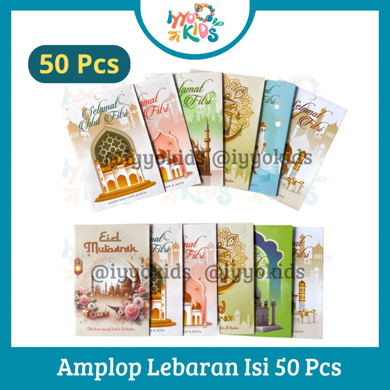 

IYYO KIDS | AP25 Isi 50 Lembar Amplop THR Lebaran Idul Fitri Murah / Angpao THR Motif Lucu