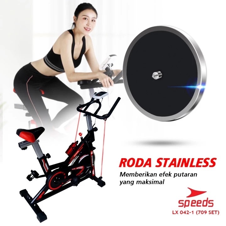 SPEEDS Sport Spinning Bike Sepeda Statis Alat Olahraga Gym Fitness Sepeda Elliptical 042-709