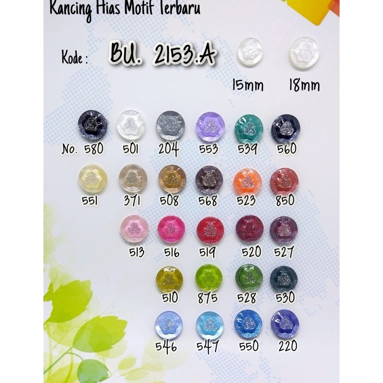 22MURAH BANGET Kancing Hias Baju Wanita 15 mm  18 mm  BU 2153  144 pcs