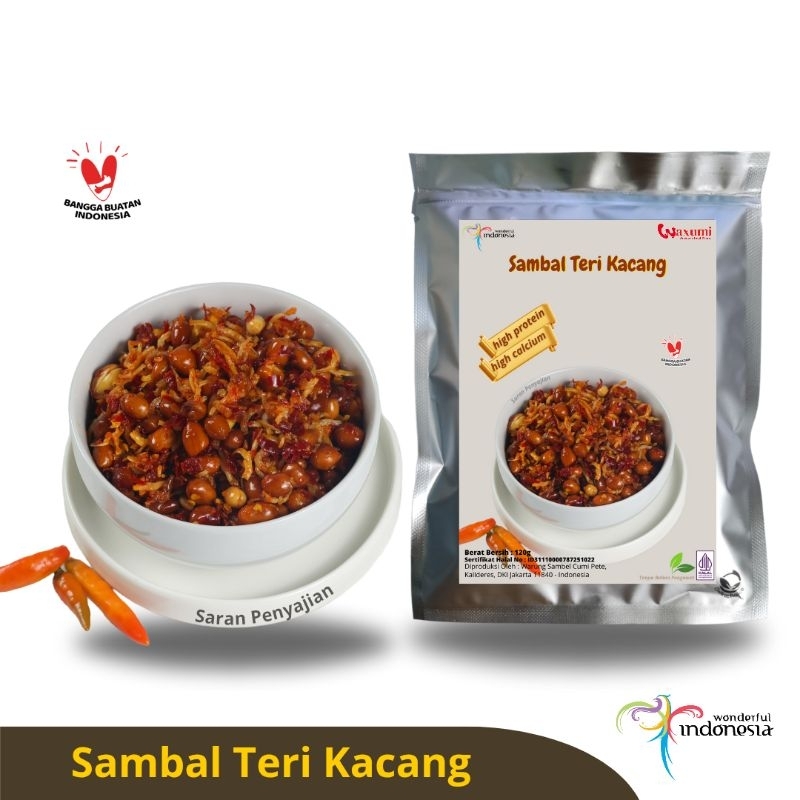 

Waxumi - Sambal Teri / Sambal Teri Pete/Sambal Teri Kecombrang/Teri Jengkol Kemasan Vacuum