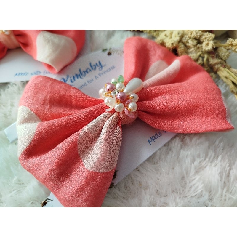 Bando pita lucu pita besar headband pita besar peach