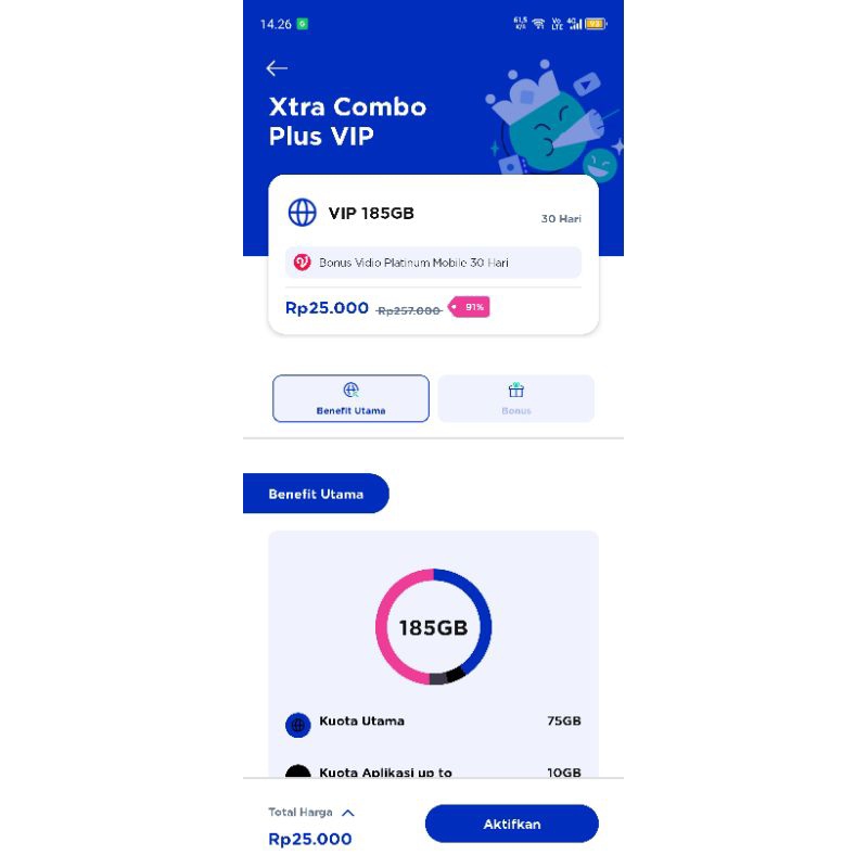 Kartu XL PROMO AN 185 gb cuma 25k