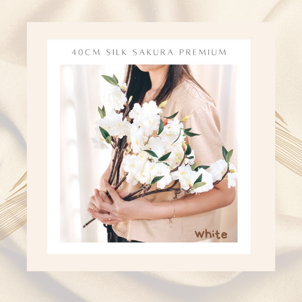 40cm SILK SAKURA PREMIUM X3 Bunga Cherry Blossom X 3 Artificial Flower Bunga Sakura Plastik Bunga De