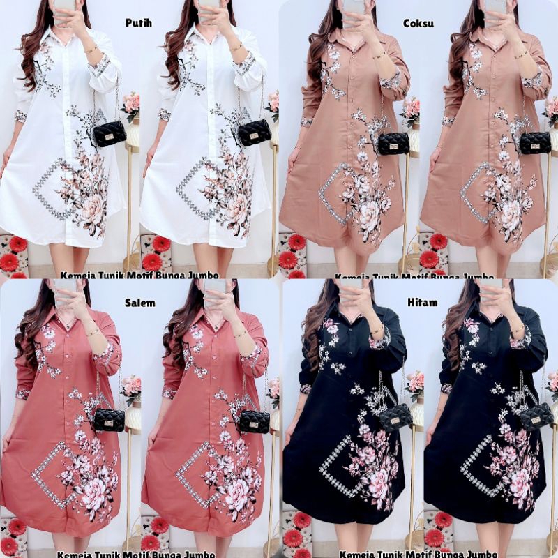 Tunik 7700 Kemeja Tunik Motif Bunga Jumbo - GF