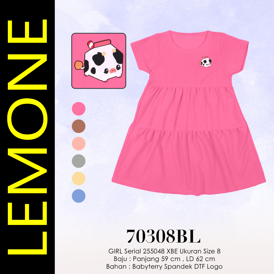 LEMONE for Girls BabyTerry Spandek 70308BL Size 08 umur 5-7 tahun Dress Daster mini anak perempuan c