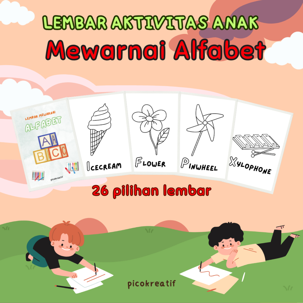 

Lembar mewarnai Alfabet (coloring book alfabet) A5