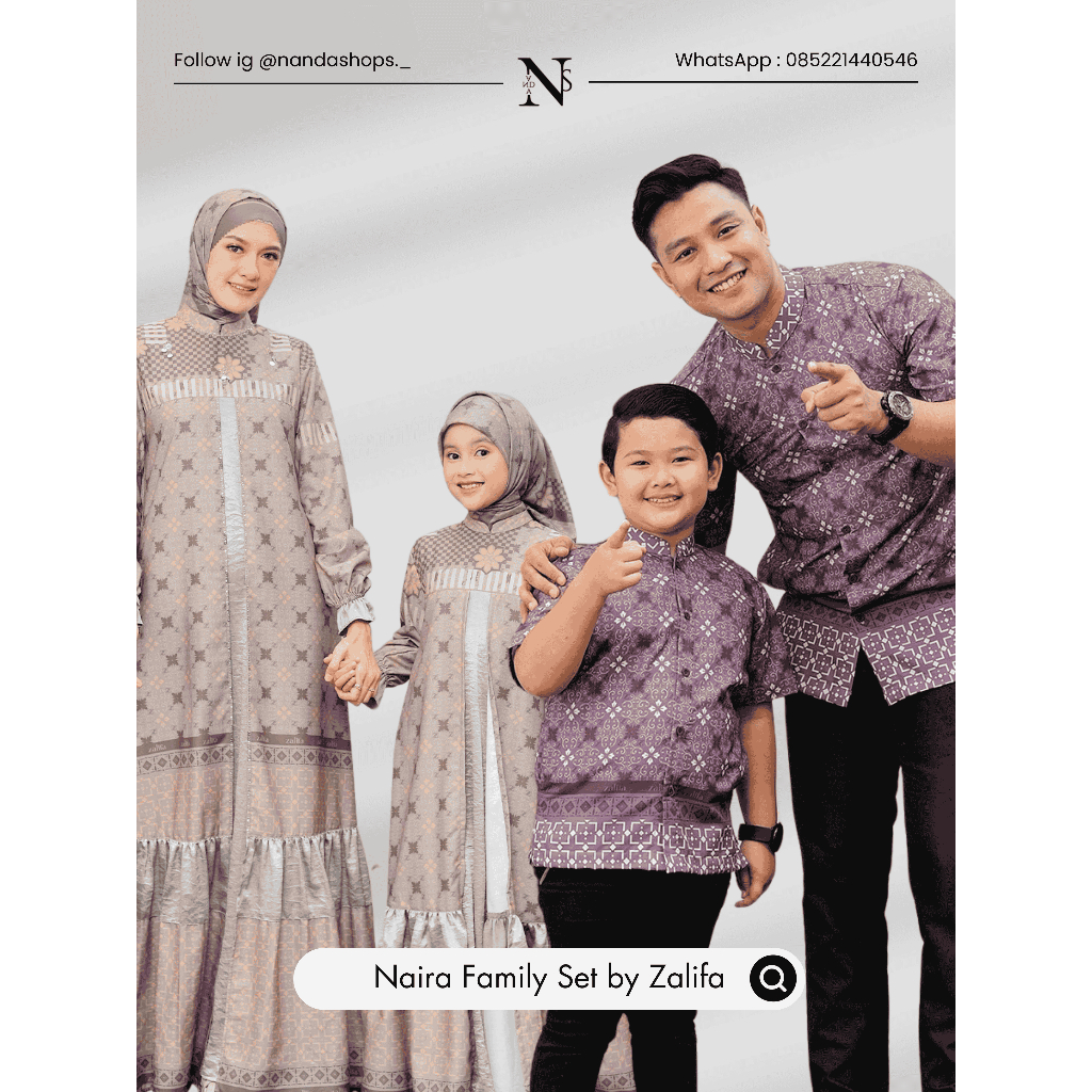 Zalifa - Sarimbit Keluarga 2025 Lebaran - Gamis Koko Dewasa dan Anak - Naira Series