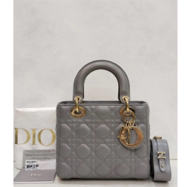 Excellent Lady Dior Small Lambskin Grey Pins GHW 2021