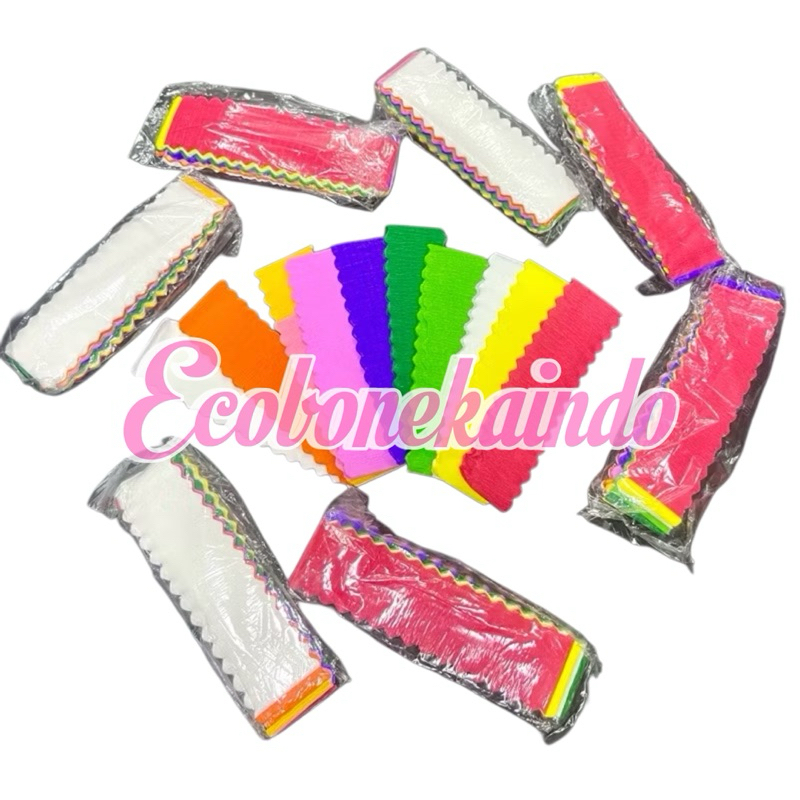 

Kertas krep warna warni 3 cm per pcs isi 10 kertas krep potongan hiasan acara ulang tahun crape paper ecobonekaindo