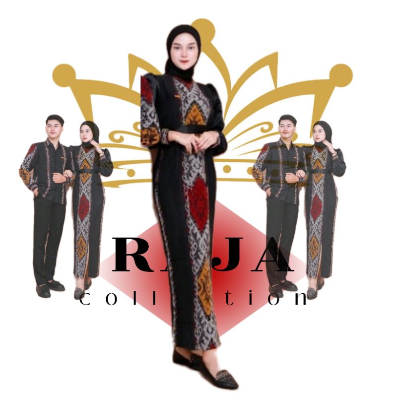 baju tenun set couple modern gamis kondangan tenun pasangan baju muslim motif tenun rote
