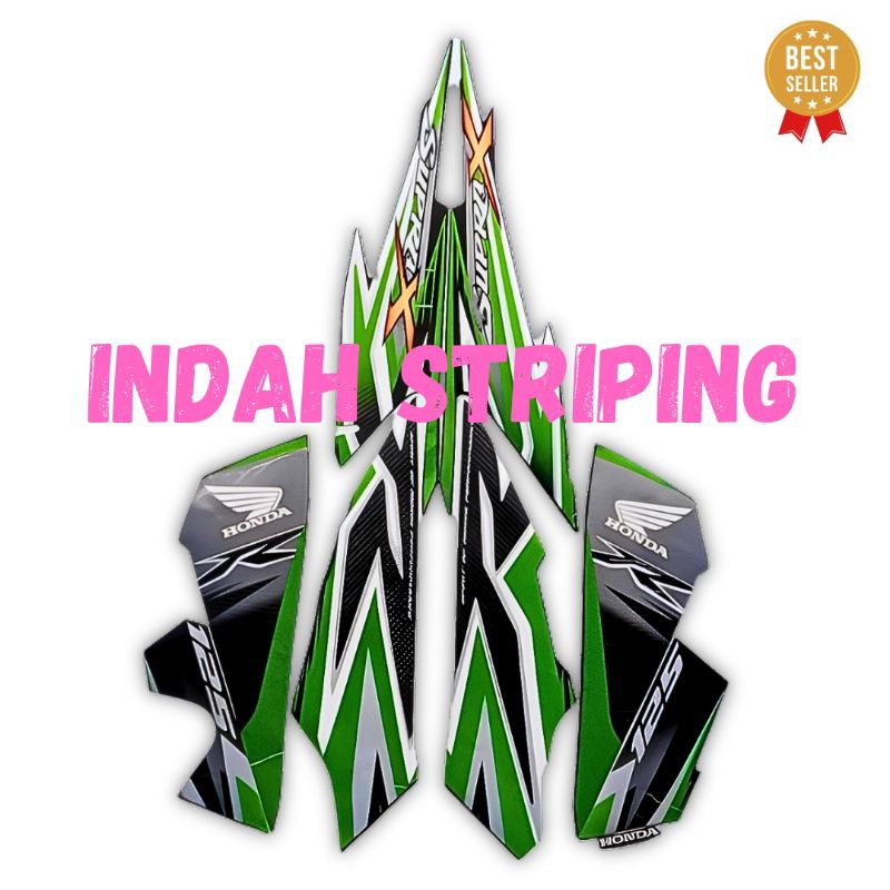 STRIPING STIKER LIS MOTOR HONDA SUPRA X 125 R TAHUN 2012 WARNA HIJAU