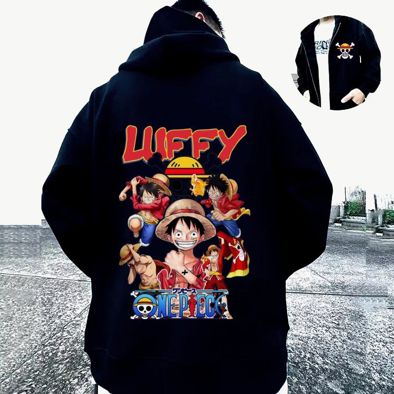Hoodie hoodie pria Luffy One Piece
