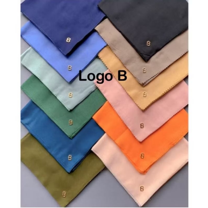 Hijab Segiempat Polos Logo B Buttonscraves Paris Premium - Jilbab Polos Buttonscraves