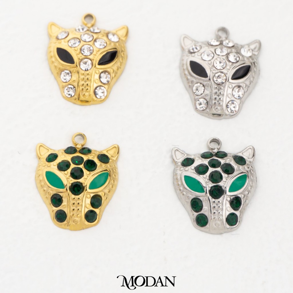 MODAN - Stainless Steel Leopard Animal Charm Liontin Hewan Harimau Macan Jaguar Kalung Gelang Unik
