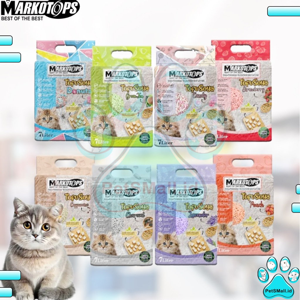 MARKOTOPS Soya Tofu 7 Liter | Pasir Kucing Gumpal Wangi Markotop Tofu/Soya Cat litter 7L
