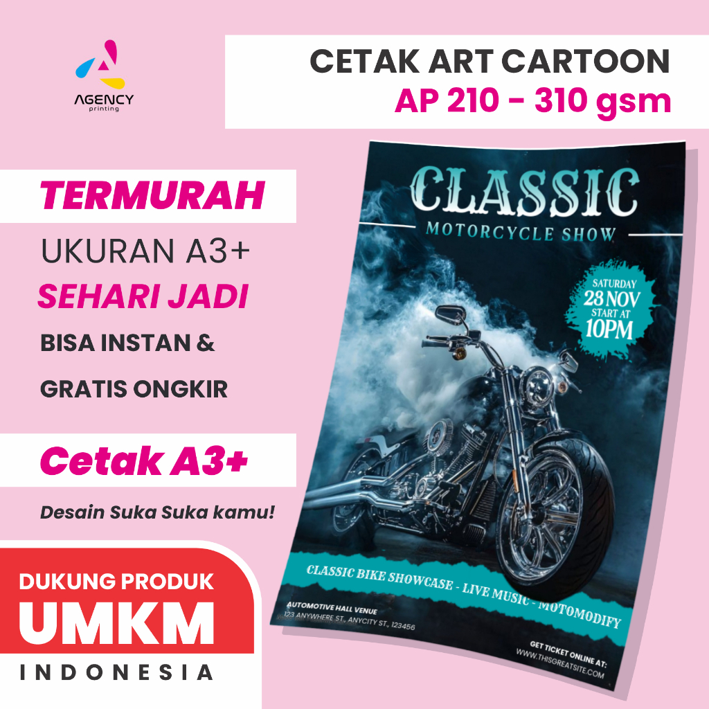 

Cetak Print ART Carton Paper A3+ 210-310 GSM / 1 sisi 2 sisi