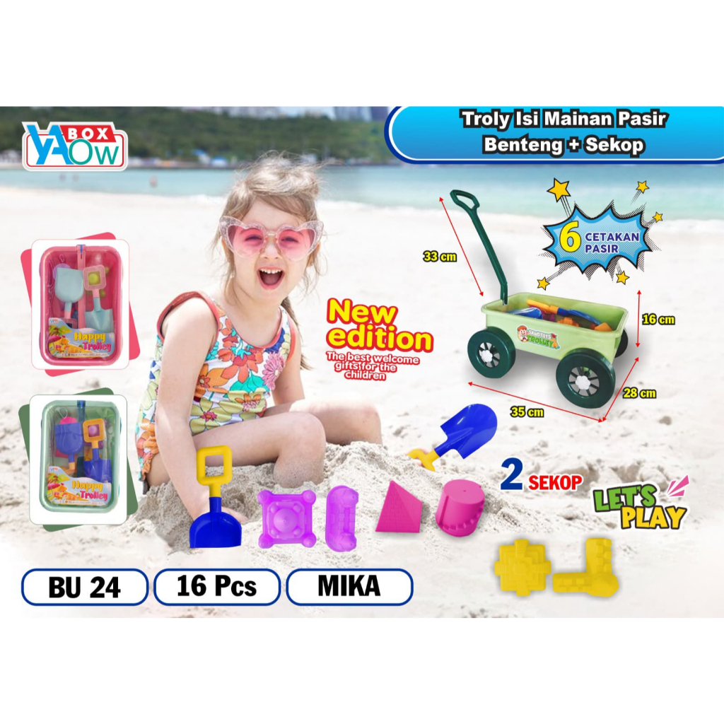 PROMO Mainan Beach Tool Trolly Mainan Gerobak Pasir Pantai Anak Mainan Troli Peralatan Bermain