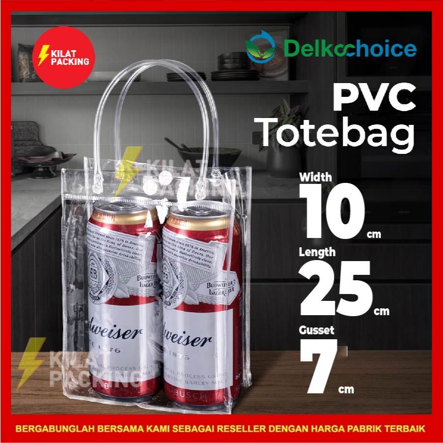 

Tas Mika PVC Transparan Goodie bag Hampers Souvenir Ultah Polos Premium Tote Bag Delkochoice 10x25+7cm
