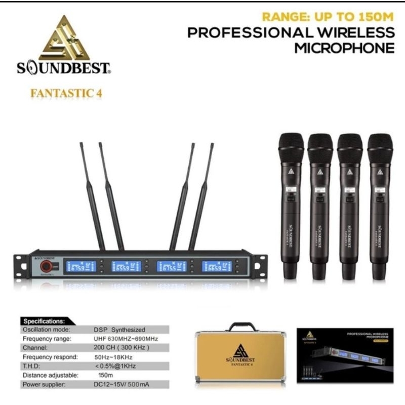 Mic Wireless Fantastic 4 4 Channel 4 Microphone 100% Original