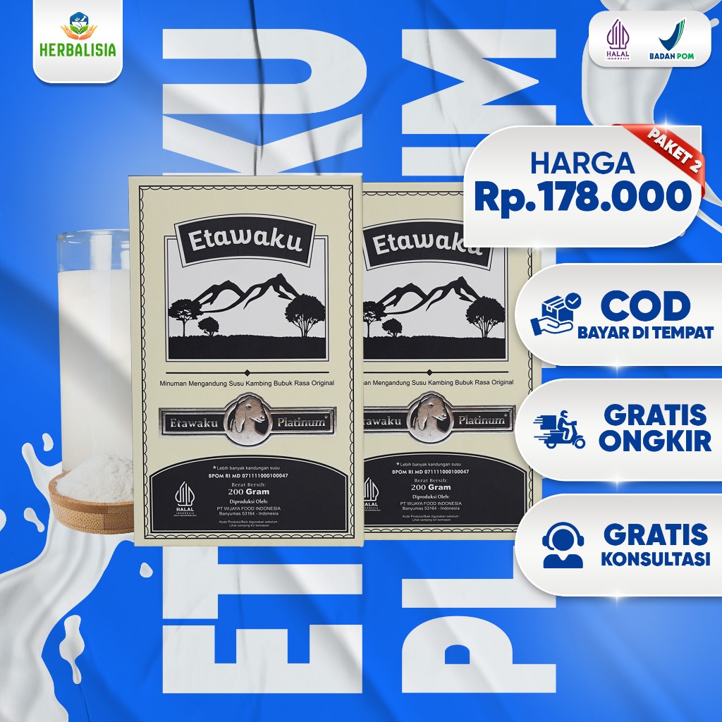 

Etawaku Platinum 2 Box Susu Etawa Atasi Sistem Pernafasan Asma Bronkhitis Sesak Nafas Original 100%