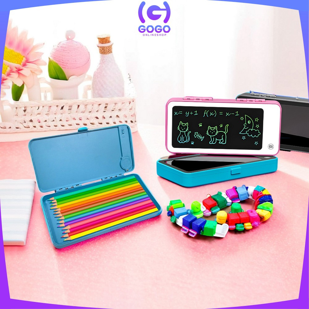 

GOGO-A115 Tempat Pensil 2IN1 LCD Pen Case Drawing Pad Edukasi Anak / Drawing Box Kotak Pensil dan Papan Coret Kreatif Peralatan Sekolah Anak