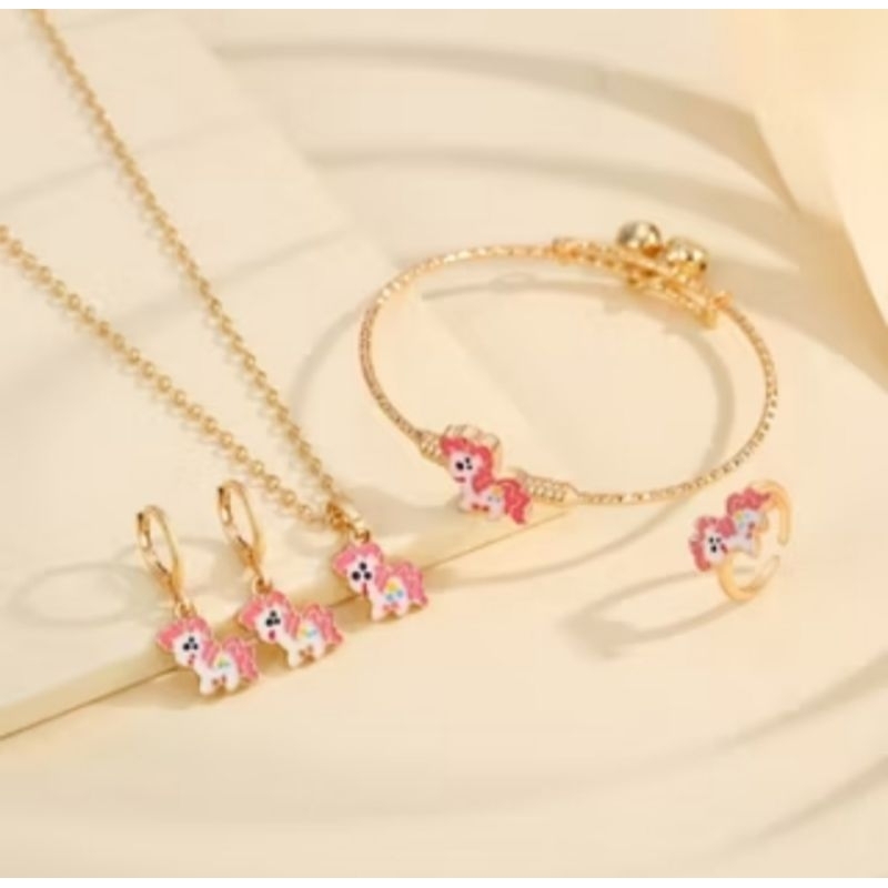 perhiasan anak 1 set pony pink