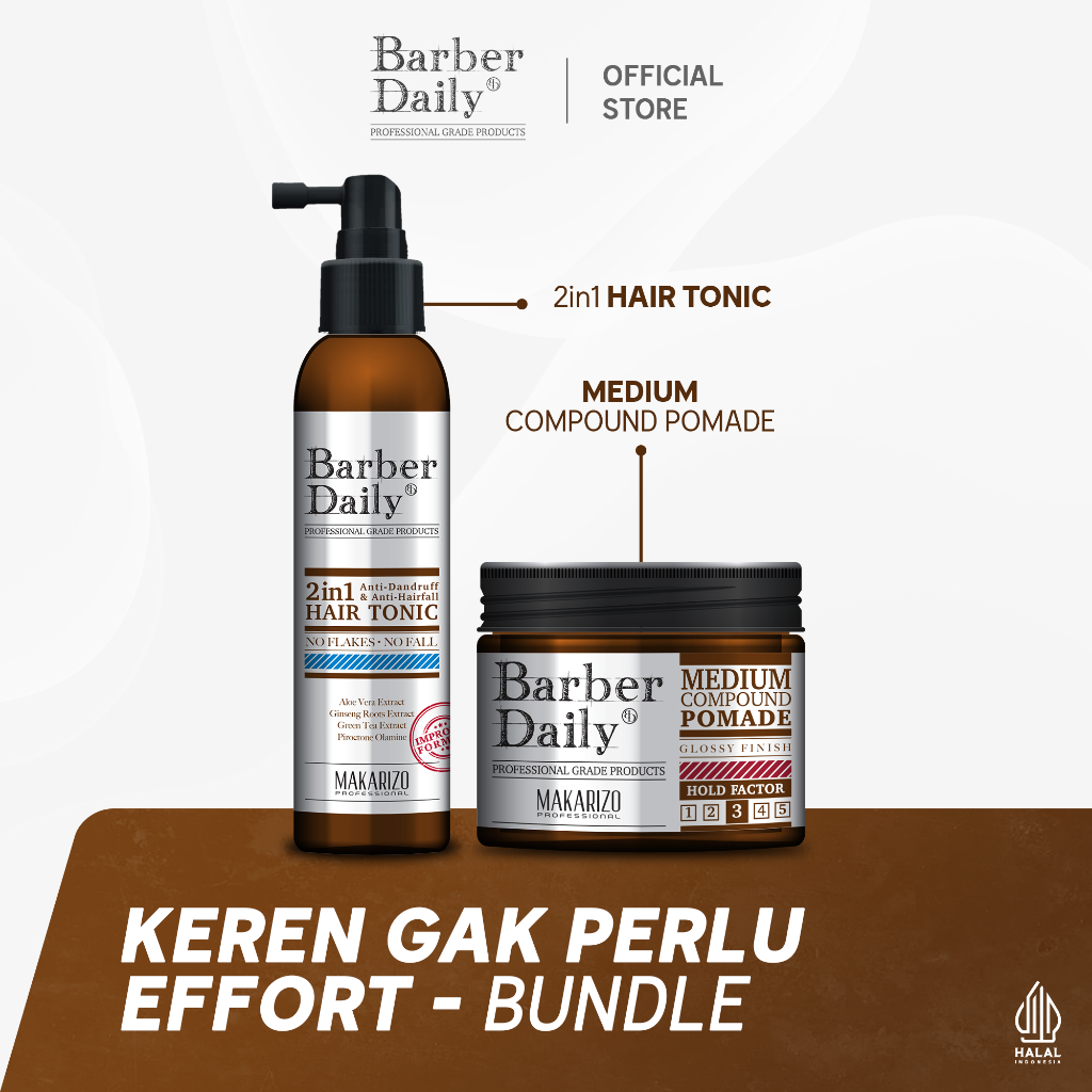 BUNDLE - Barber Daily Pomade Medium Compound 120gr & Hair Tonic 140 ml