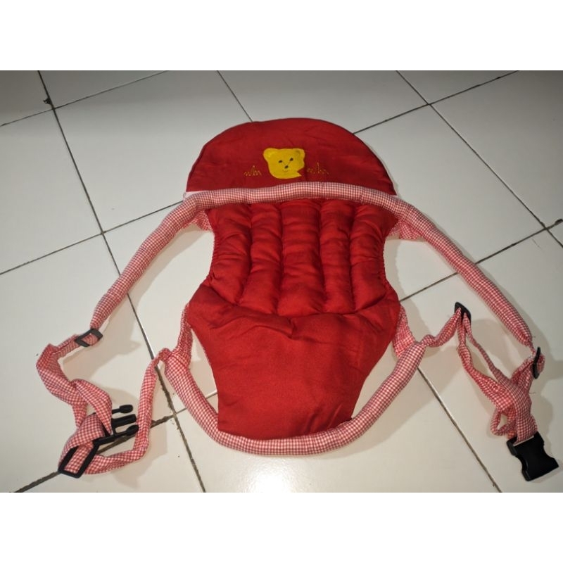 Gendongan Bayi Depan, Gendongan anak model Kangguru, Murah, Kuat, Gendongan Motif Bordir warna merah