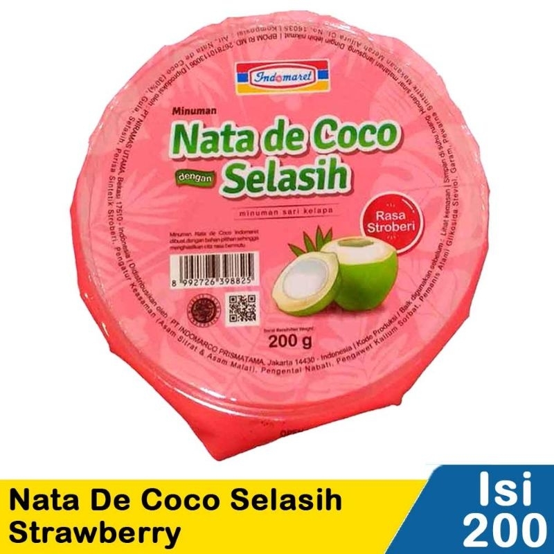 

Indomaret Nata De Coco Selasih Strawberry 200g