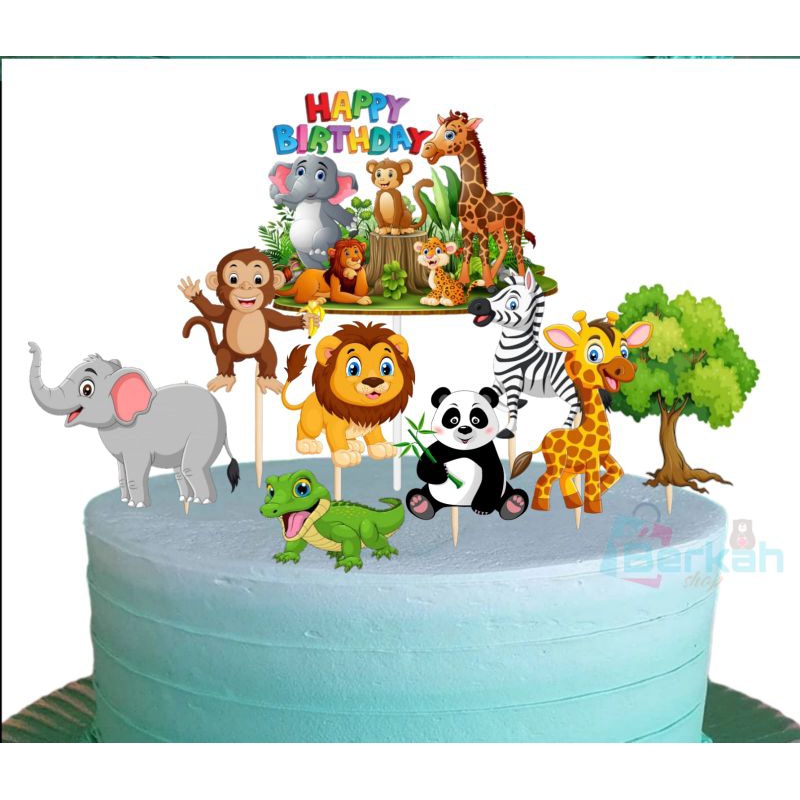 Topper Animals, Topper cake, hiasan kue ulang tahun topper karakter Animals