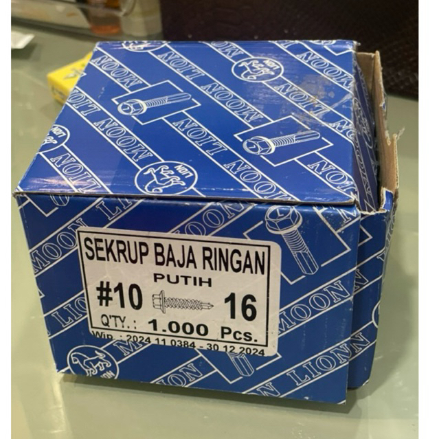 Sekrup Baja Ringan Putih 10x16 Moon Lion Baut Baja Ringan Putih #10x16 Baut - Sekrup Baja Ringan Moo