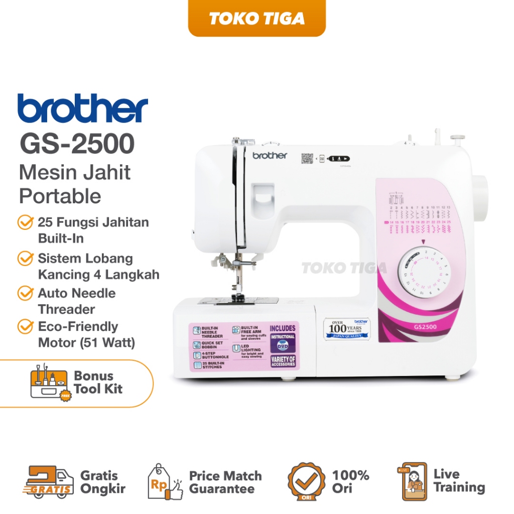 Mesin Jahit BROTHER GS2500 / GS 2500 Portable Multifungsi